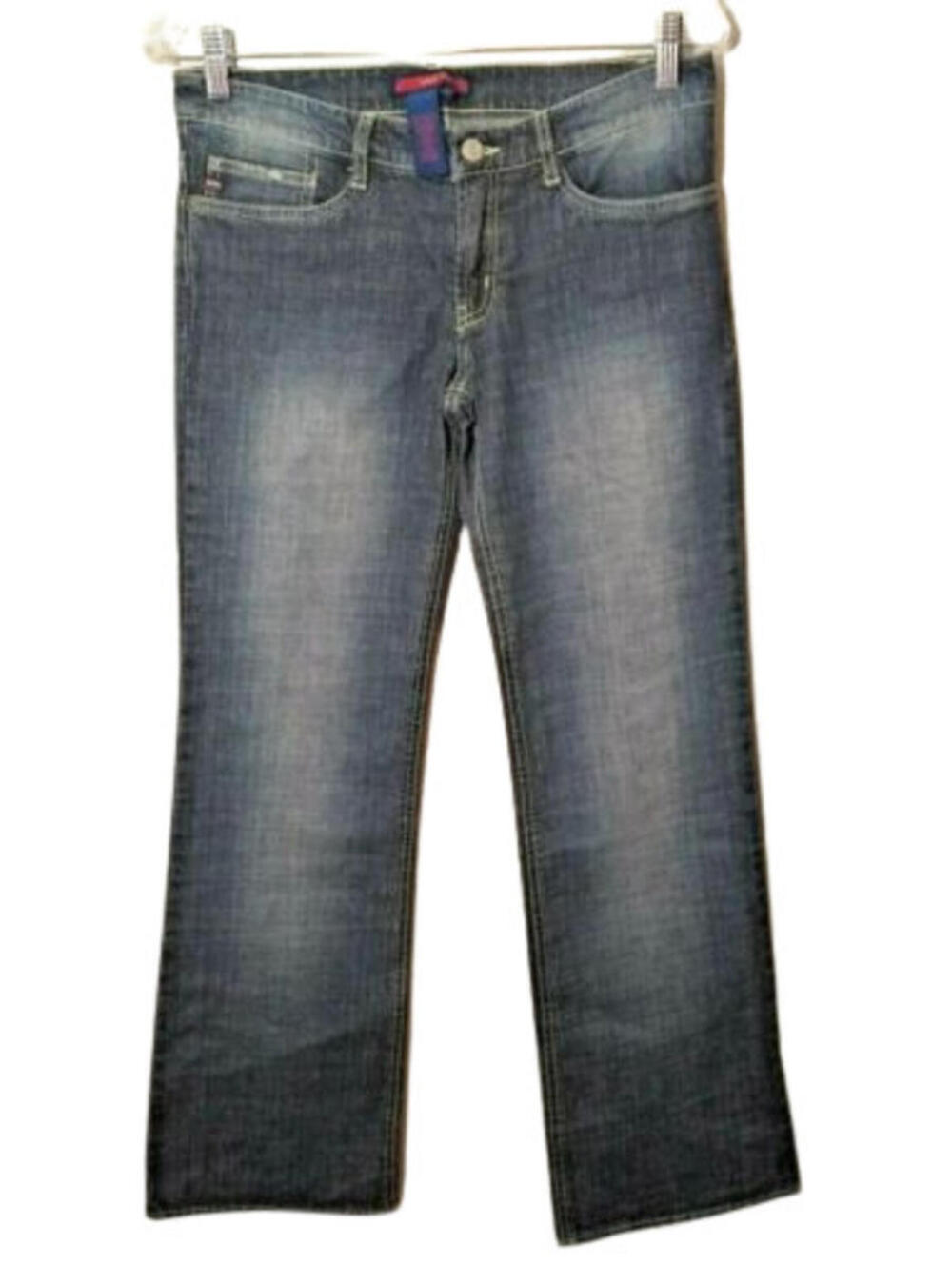 BcbgMaxazria Flare Jeans Women’s 6P Medium Wash Omega Sod20742 Distressed Pocket